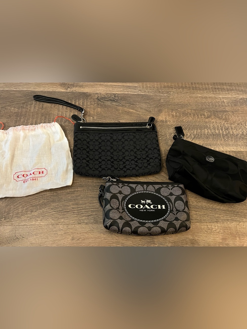 Coach Black Signature Canvas Wristlets - Lot